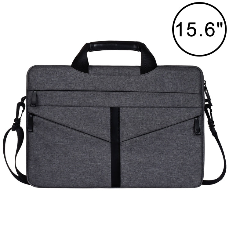15.6 inch Breathable Wear-resistant Fashion Business Shoulder Handheld Zipper Laptop Bag with Shoulder Strap (Dark Gray) - 14.1 inch by buy2fix | Online Shopping UK | buy2fix