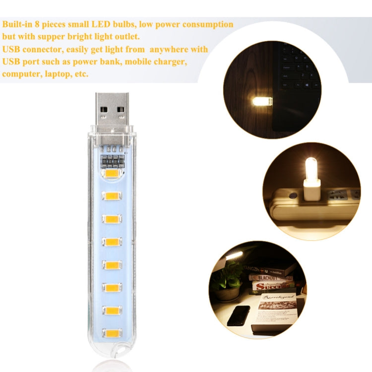 3W 8 LEDs 5730 SMD USB LED Book Light Portable Night Lamp, DC 5V (Warm White) - Others by buy2fix | Online Shopping UK | buy2fix