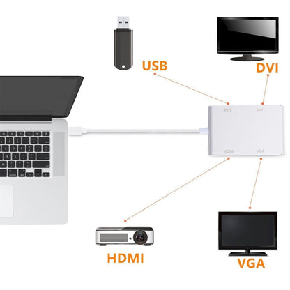 4 in 1 Hub USB-C / Type-C to VGA & DVI & HDMI & USB Adapter - Audio Adapter by buy2fix | Online Shopping UK | buy2fix