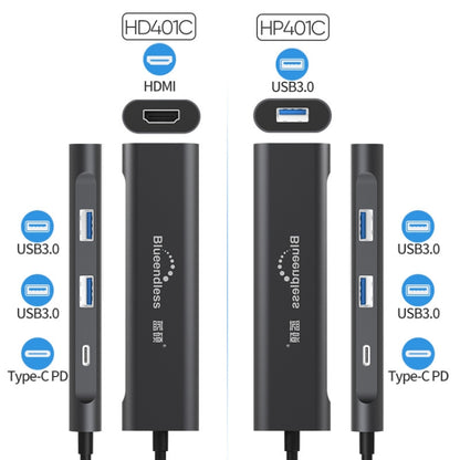 Blueendless 4 In 1 Multi-function Type-C / USB-C to HDMI + PD + Dual USB 3.0 HUB Expansion Dock - Computer & Networking by Blueendless | Online Shopping UK | buy2fix