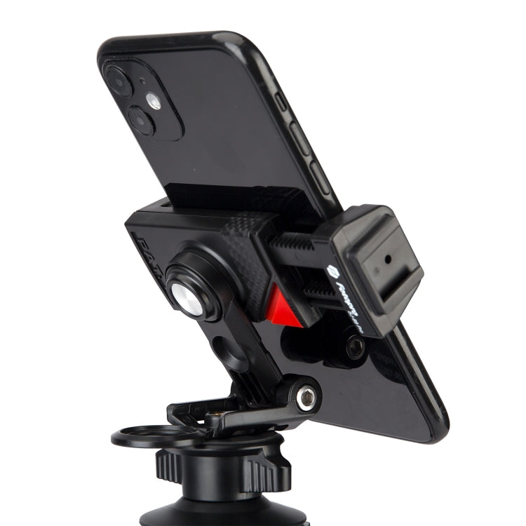 Fotopro SJ-89 Pro Carbon Fiber Texture Horizontal and Vertical Tripod Mount Adapter Phone Clamp Bracket with Cold Shoe (Black) - Consumer Electronics by Fotopro | Online Shopping UK | buy2fix