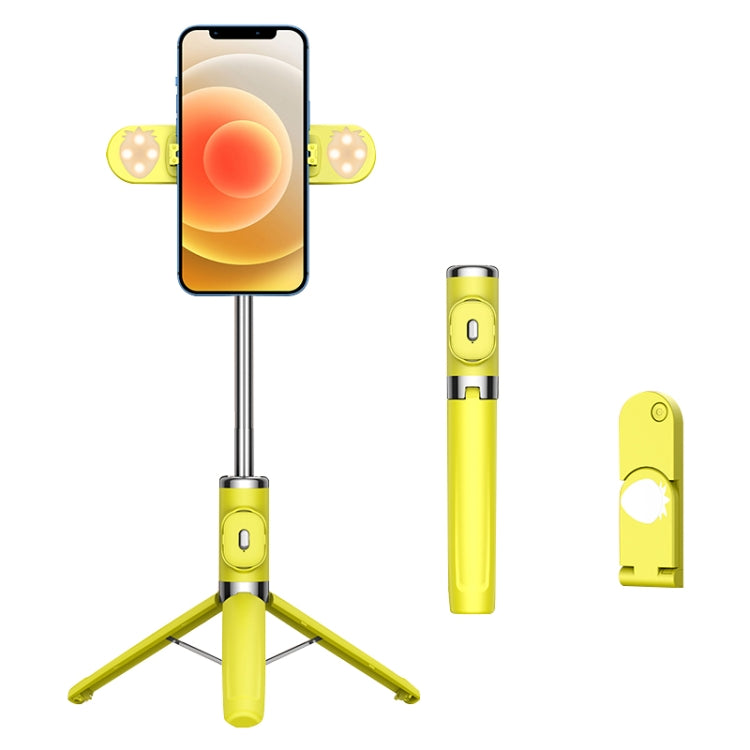 Bluetooth Remote Control Dual Fill Light Tripod Selfie Stick (Yellow) - Consumer Electronics by buy2fix | Online Shopping UK | buy2fix