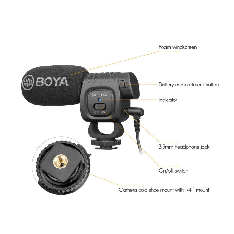 BOYA Portable Mini Condenser Live Show Video Recording Microphone for DSLR / Smart Phones - Camera Microphone by BOYA | Online Shopping UK | buy2fix