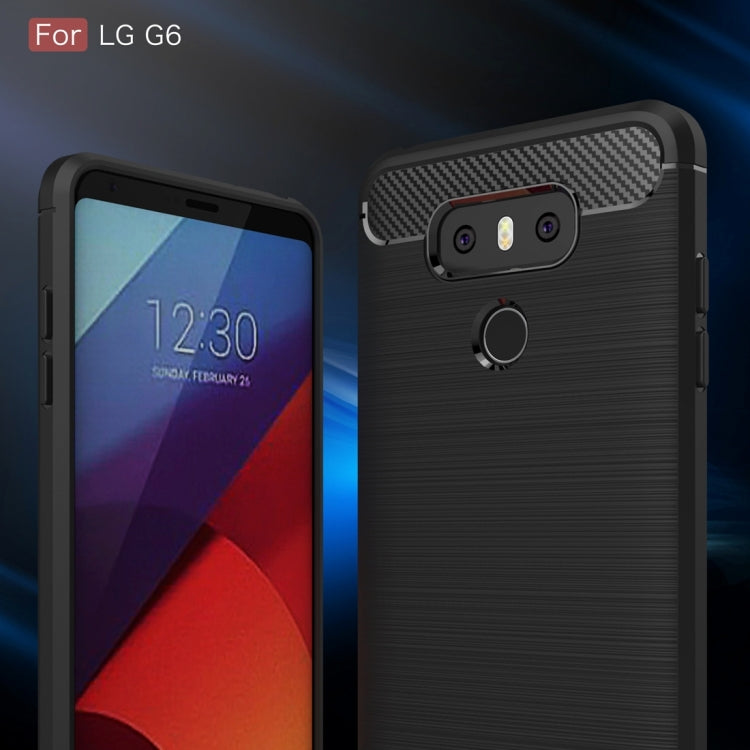 For LG G6 Brushed Carbon Fiber Texture Shockproof TPU Protective Cover Case(Black) - Mobile Accessories by buy2fix | Online Shopping UK | buy2fix