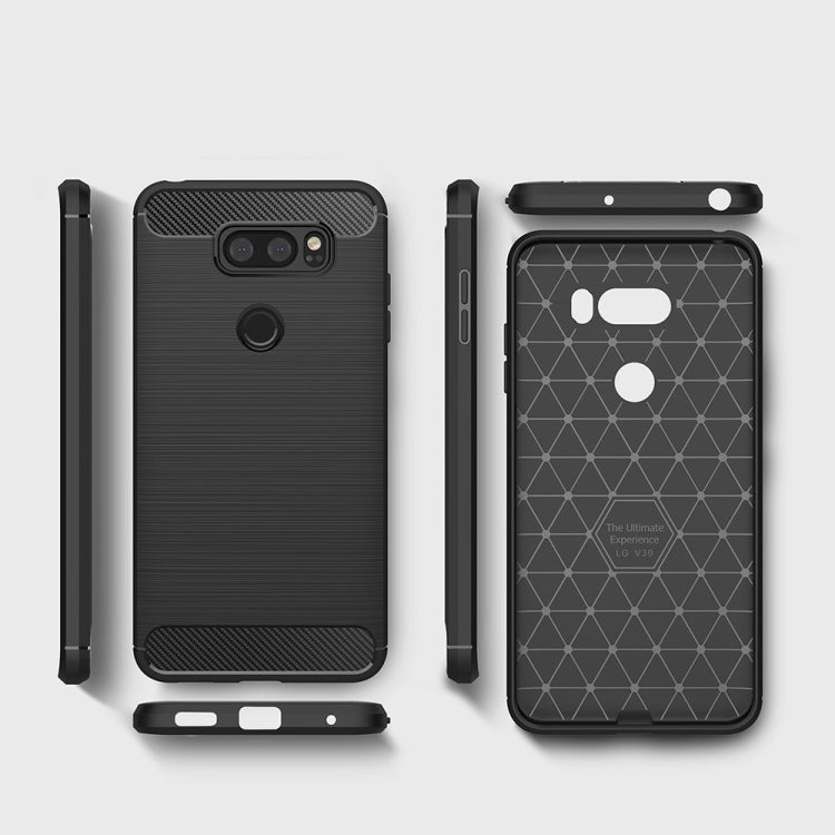 For LG V30 Brushed Texture Carbon Fiber Shockproof TPU Rugged Armor Protective Case (Black) - Mobile Accessories by buy2fix | Online Shopping UK | buy2fix