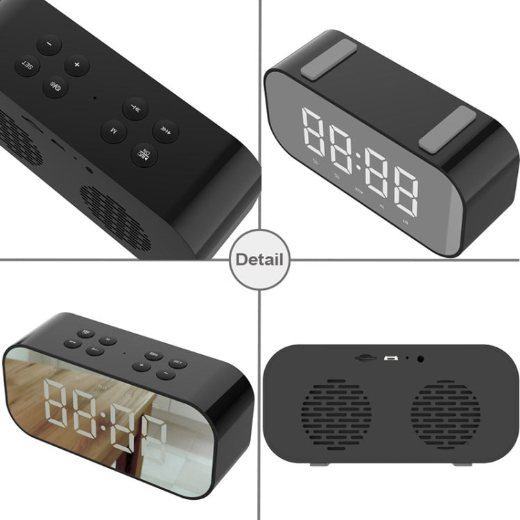 AEC BT501 Bluetooth 5.0 Mini Speaker with LED & Alarm Clock & Clock & Mirror, Support 32G TF Card(Blue) - Mini Speaker by AEC | Online Shopping UK | buy2fix