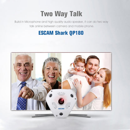 ESCAM Shark QP180 960P 360 Degrees Fisheye Lens 1.3MP WiFi IP Camera, Support Motion Detection / Night Vision, IR Distance: 10m - 360 Degree Camera by ESCAM | Online Shopping UK | buy2fix