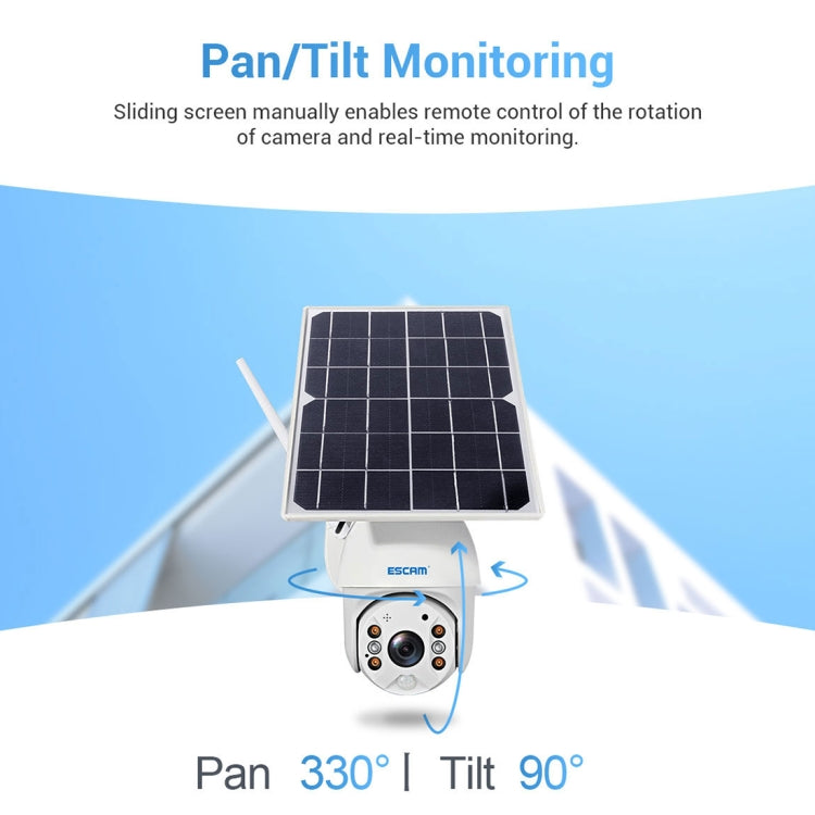 ESCAM QF480 EU Version HD 1080P IP66 Waterproof 4G Solar Panel PT IP Camera without Battery, Support Night Vision / Motion Detection / TF Card / Two Way Audio (White) - Security by ESCAM | Online Shopping UK | buy2fix