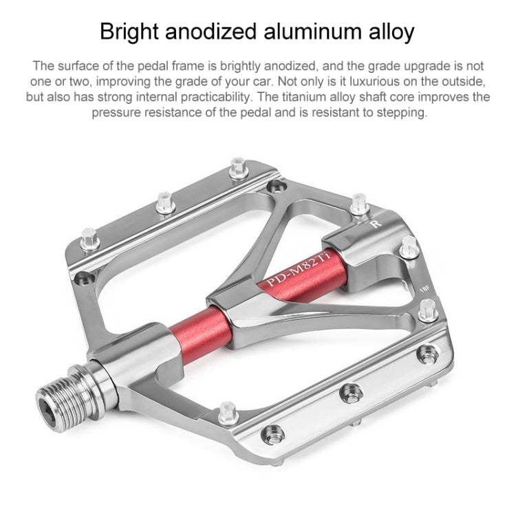 PROMEND PD-M82-TI 1 Pair Mountain Bicycle Titanium Alloy Shaft 3-Bearings Wide Pedals (Silver) - Pedals by PROMEND | Online Shopping UK | buy2fix