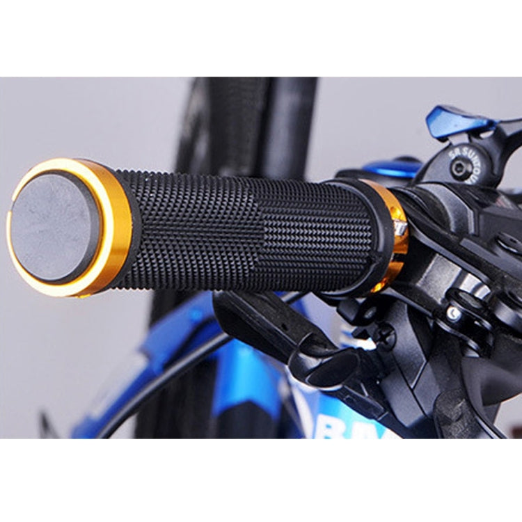 OQSPORT 2 PCS Bike Hand Grips Bilateral Lock Straight Barrel MTB Bicycle Anti-slip Handlebar Grips(Gold) - Outdoor & Sports by buy2fix | Online Shopping UK | buy2fix