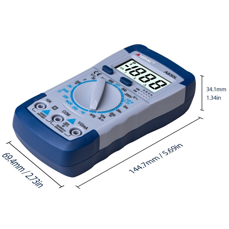 ANENG A830L Handheld Multimeter Household Electrical Instrument(Blue Grey) - Current & Voltage Tester by ANENG | Online Shopping UK | buy2fix