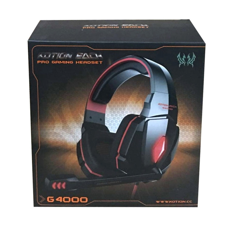 KOTION EACH G4000 Stereo Gaming Headphone Headset Headband with Mic Volume Control LED Light for PC Gamer,Cable Length: About 2.2m(Blue + Black) - Multimedia Headset by KOTION EACH | Online Shopping UK | buy2fix