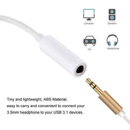 ENKAY Hat-Prince USB-C / Type-C to 3.5mm ABS Audio Adapter, Length: about 10cm(White) - Type-C Adapter by ENKAY | Online Shopping UK | buy2fix