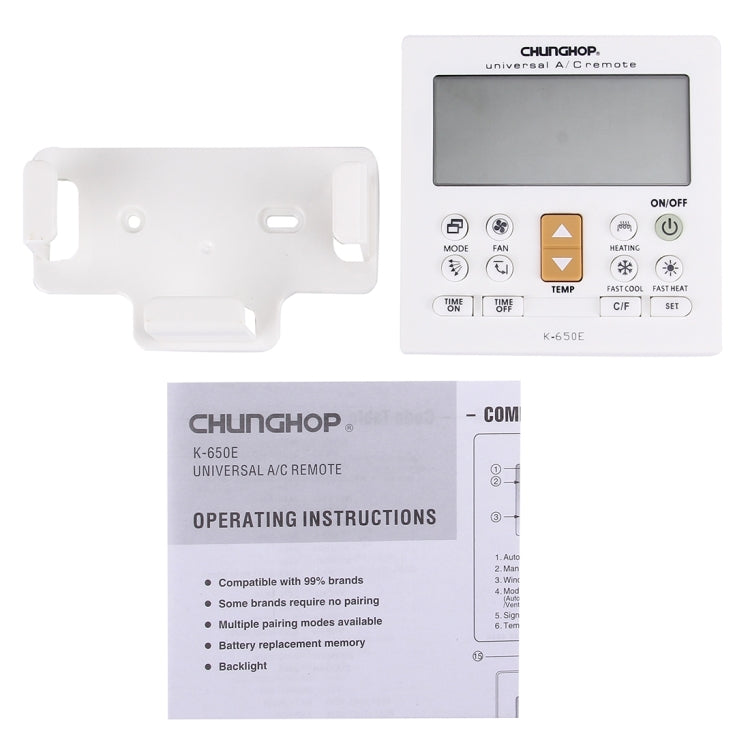 CHUNGHOP K-650E Universal LCD Air-Conditioner Remote Controller with Bracket - Consumer Electronics by CHUNGHOP | Online Shopping UK | buy2fix