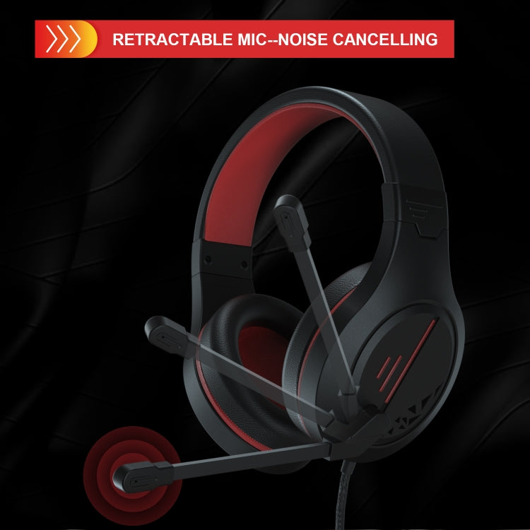 SADES MH601 3.5mm Plug Wire-controlled Noise Reduction E-sports Gaming Headset with Retractable Microphone, Cable Length: 2.2m(Black Red) - Multimedia Headset by SADES | Online Shopping UK | buy2fix