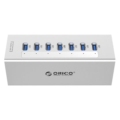 ORICO A3H7 Aluminum High Speed 7 Ports USB 3.0 HUB with 12V/2.5A Power Supply for Laptops(Silver) - USB 3.0 HUB by ORICO | Online Shopping UK | buy2fix