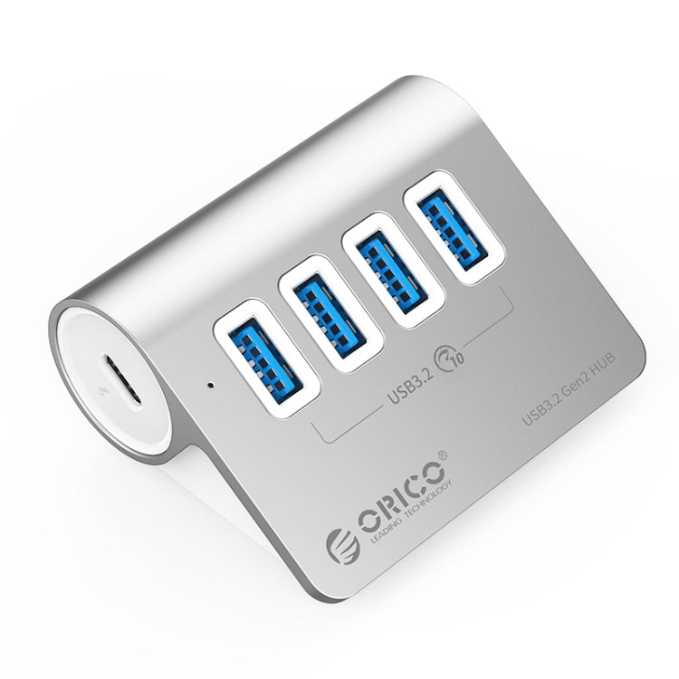 ORICO M3U4 Aluminum Alloy 4-Port USB 3.2 Gen1 10Gbps HUB (Silver) - USB 3.0 HUB by ORICO | Online Shopping UK | buy2fix