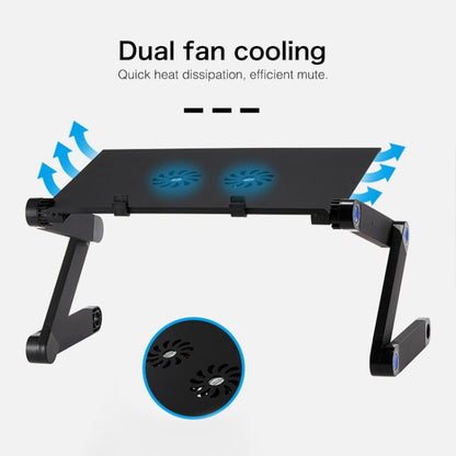 Portable 360 Degree Adjustable Foldable Aluminium Alloy Desk Stand with Double CPU Fans & Mouse Pad for Laptop / Notebook, Desk Size: 420mm x 260mm (Red) - Computer & Networking by buy2fix | Online Shopping UK | buy2fix