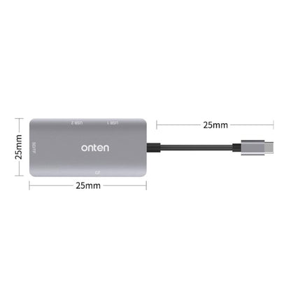 Onten 91882 5 In 1 USB3.0 x3 + SD + TF + CF Type-C / USB-C OTG Multi-function Card Reader - Card Reader by Onten | Online Shopping UK | buy2fix