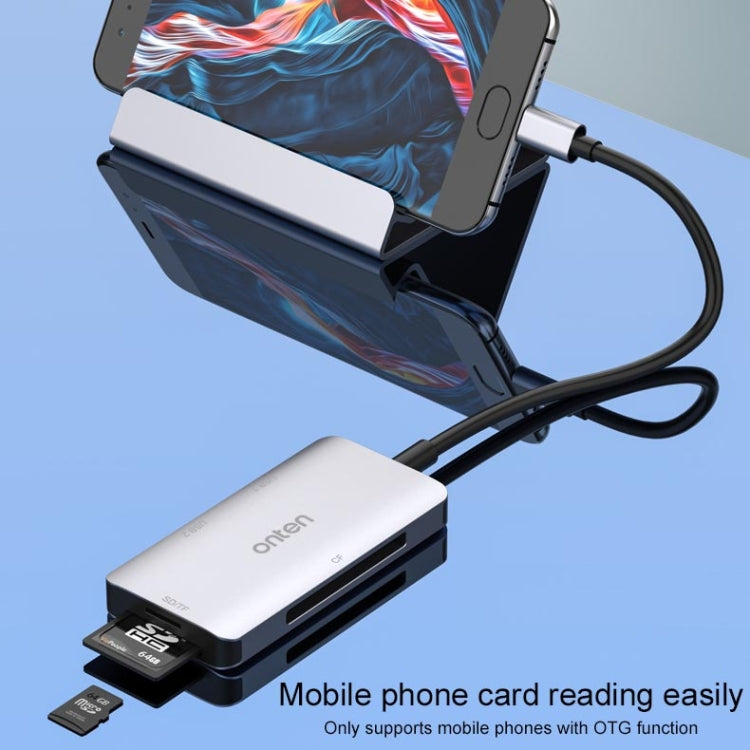 Onten 91882 5 In 1 USB3.0 x3 + SD + TF + CF Type-C / USB-C OTG Multi-function Card Reader - Card Reader by Onten | Online Shopping UK | buy2fix