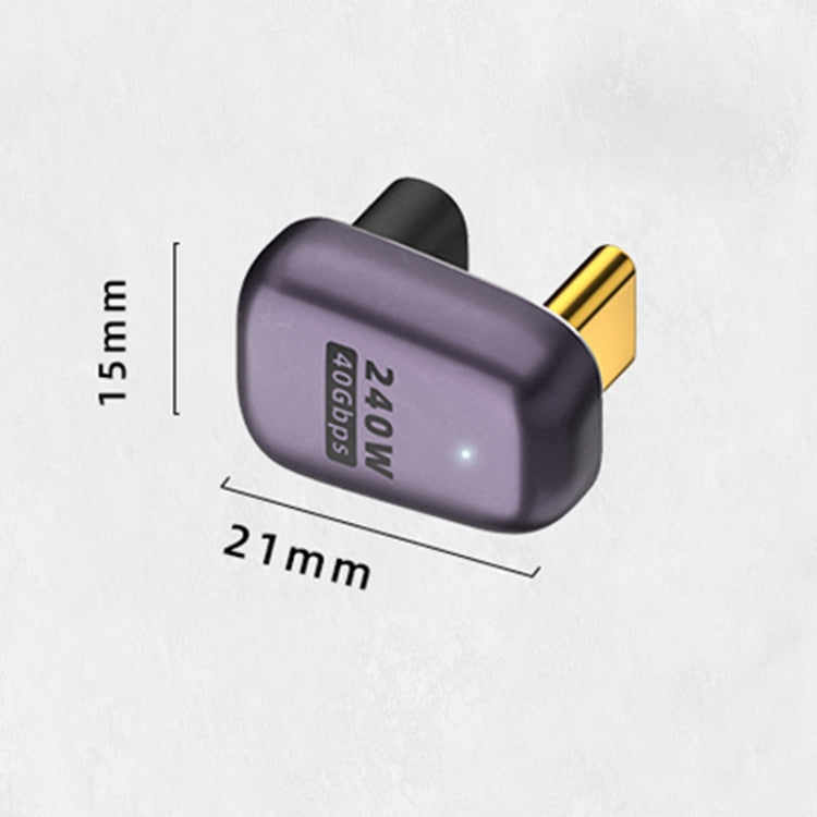 240W USB-C/Type-C Female to USB-C/Type-C Male 40Gbps U-Type Adapter with Light - Computer & Networking by buy2fix | Online Shopping UK | buy2fix