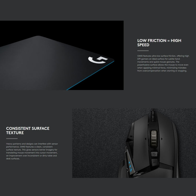 Logitech G440 Hard E-sport Gaming Mouse Pad, Size: 34 x 28cm (Black) - Mouse Pads by Logitech | Online Shopping UK | buy2fix
