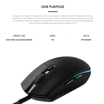 Logitech G Pro 16000DPI RGB Illumination Macro Programming Wired Optical Gaming Mouse, Length: 1.8m (Black) - Computer & Networking by Logitech | Online Shopping UK | buy2fix