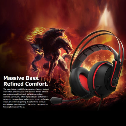 ASUS Cerberus V2 3.5mm Interface 53mm Speaker Unit Gaming Headset with Mic(Red) - Multimedia Headset by ASUS | Online Shopping UK | buy2fix