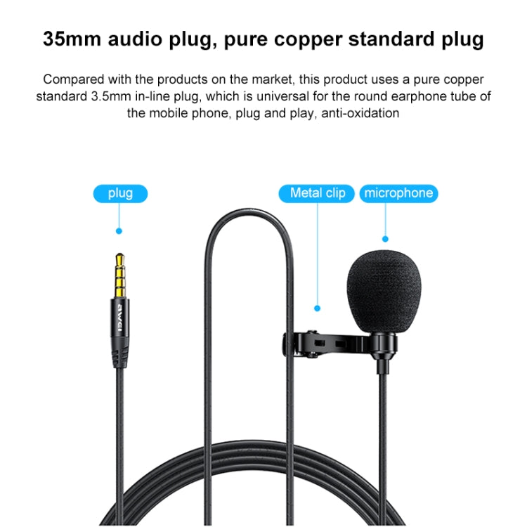 awei MK1 Lavalier Microphone - Consumer Electronics by awei | Online Shopping UK | buy2fix