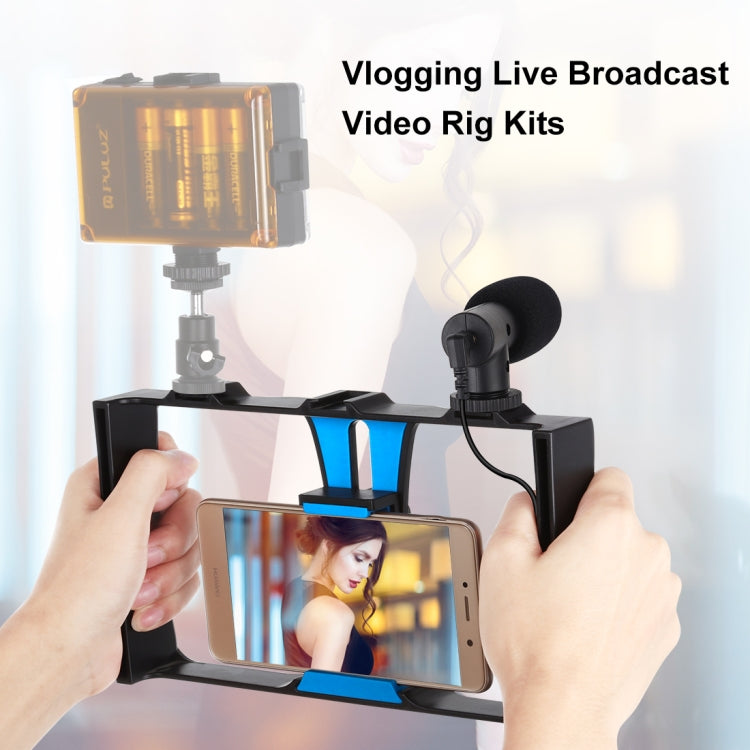 PULUZ 2 in 1 Live Broadcast Smartphone Video Rig + Microphone Kits for iPhone, Galaxy, Huawei, Xiaomi, HTC, LG, Google, and Other Smartphones(Blue) - Camera Accessories by PULUZ | Online Shopping UK | buy2fix