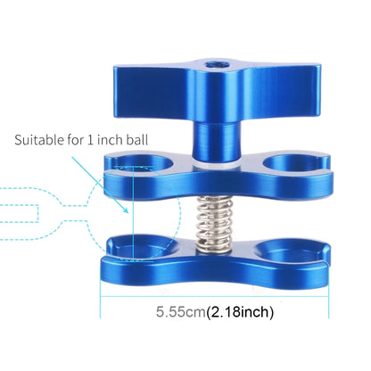 PULUZ Dual Ball Clamp Open Hole Diving Camera Bracket CNC Aluminum Spring Flashlight Clamp for Diving Underwater Photography System(Blue) - Camera Accessories by PULUZ | Online Shopping UK | buy2fix