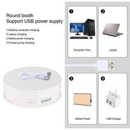 PULUZ 15cm USB Electric Rotating Turntable Display Stand Video Shooting Props Turntable for Photography, Load 1-5kg(White) - Camera Accessories by PULUZ | Online Shopping UK | buy2fix
