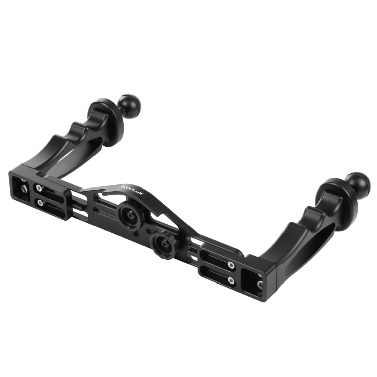 PULUZ Dual Handles Aluminium Alloy Tray Stabilizer for Underwater Camera Housings(Black) - Diving Accessories by PULUZ | Online Shopping UK | buy2fix