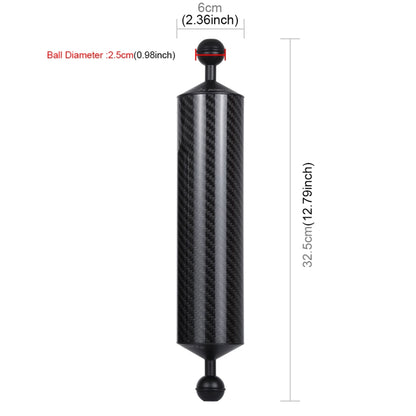 PULUZ 12.79 inch 32.5cm Length 60mm Diameter Dual Balls Carbon Fiber Floating Arm, Ball Diameter: 25mm, Buoyancy: 400g - Diving Accessories by PULUZ | Online Shopping UK | buy2fix