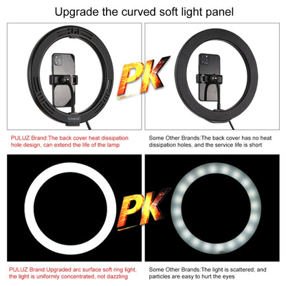 PULUZ 10.2 inch 26cm USB RGBW Dimmable LED Ring Vlogging Photography Video Lights with Tripod Ball Head & Remote Control & Phone Clamp(Black) - Consumer Electronics by PULUZ | Online Shopping UK | buy2fix