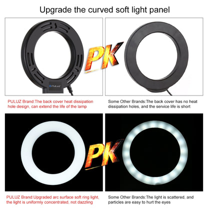 PULUZ 6.2 inch 16cm USB 10 Modes 8 Colors RGBW Dimmable LED Ring Vlogging Photography Video Lights with Tripod Ball Head(Black) - Consumer Electronics by PULUZ | Online Shopping UK | buy2fix