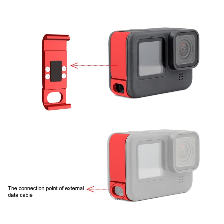 PULUZ Metal Battery Side Interface Cover for GoPro HERO13 Black /12 Black /11 Black /10 Black /9 Black(Red) - Skeleton Housing by PULUZ | Online Shopping UK | buy2fix