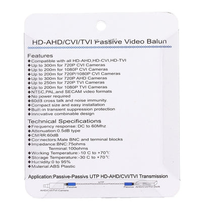 2 PCS HD 202E Enhanced Version Coaxial CVI/TVI/AHD 1CH Passive Transceiver Video Balun - Security by buy2fix | Online Shopping UK | buy2fix