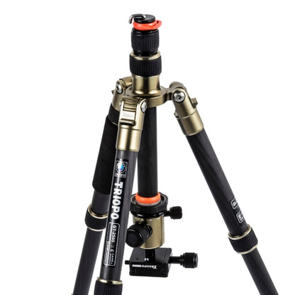 Triopo GT-2505x8.C Adjustable Portable Carbon Fiber Tripod (Gold) with B-1 Aluminum Ball Head (Black) for Canon Nikon Sony DSLR Camera - Camera Accessories by TRIOPO | Online Shopping UK | buy2fix