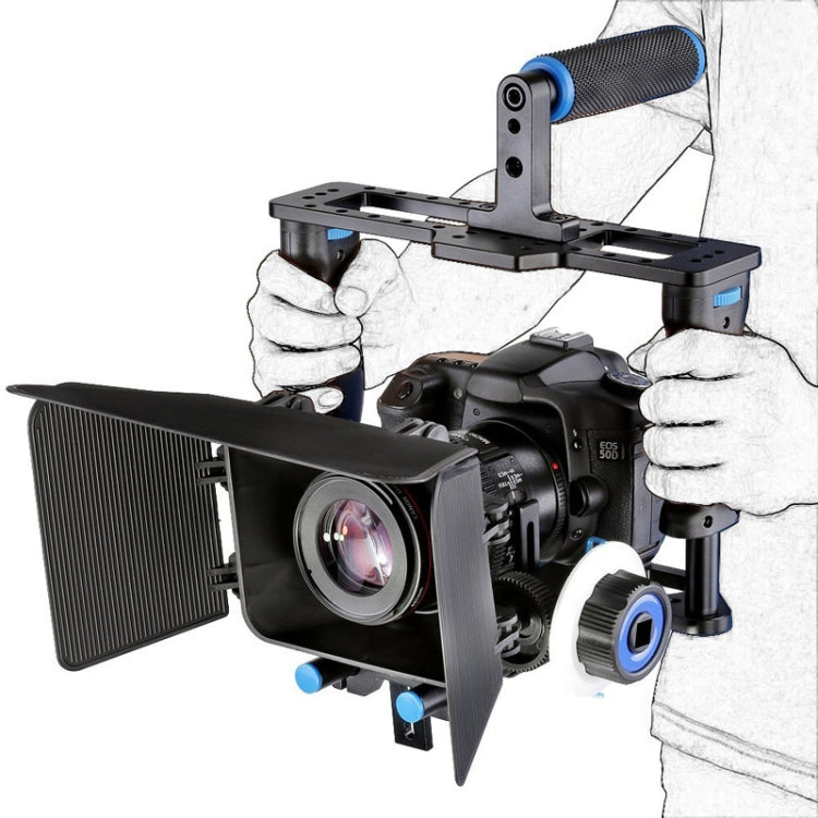 YELANGU YLG1103A-B Large Handle Video Camera Cage Stabilizer + Matte Box Kit for DSLR Camera / Video Camera - Camera Accessories by YELANGU | Online Shopping UK | buy2fix