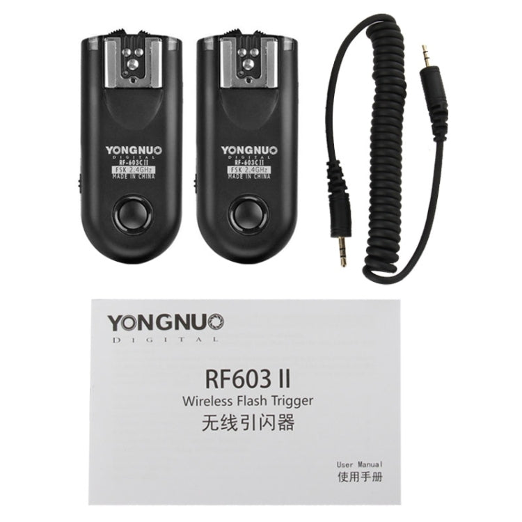 2 PCS YONGNUO RF603C II FSK 2.4GHz Wireless Flash Trigger with C1 Shutter Connecting Cable - Wireless Flash Trigger by YONGNUO | Online Shopping UK | buy2fix