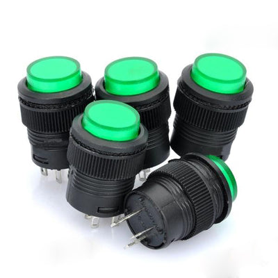R16-503 16mm Self-Locking Push Button Switch with Indicator (5 Pcs in One Package, the Price is for 5 Pcs) - In Car by buy2fix | Online Shopping UK | buy2fix