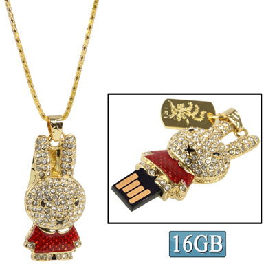 Rabbit Shaped Diamond Jewelry USB Flash Disk (16GB), Red - USB Flash Drives by buy2fix | Online Shopping UK | buy2fix