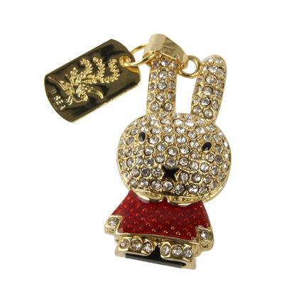 Rabbit Shaped Diamond Jewelry USB Flash Disk (16GB), Red - USB Flash Drives by buy2fix | Online Shopping UK | buy2fix