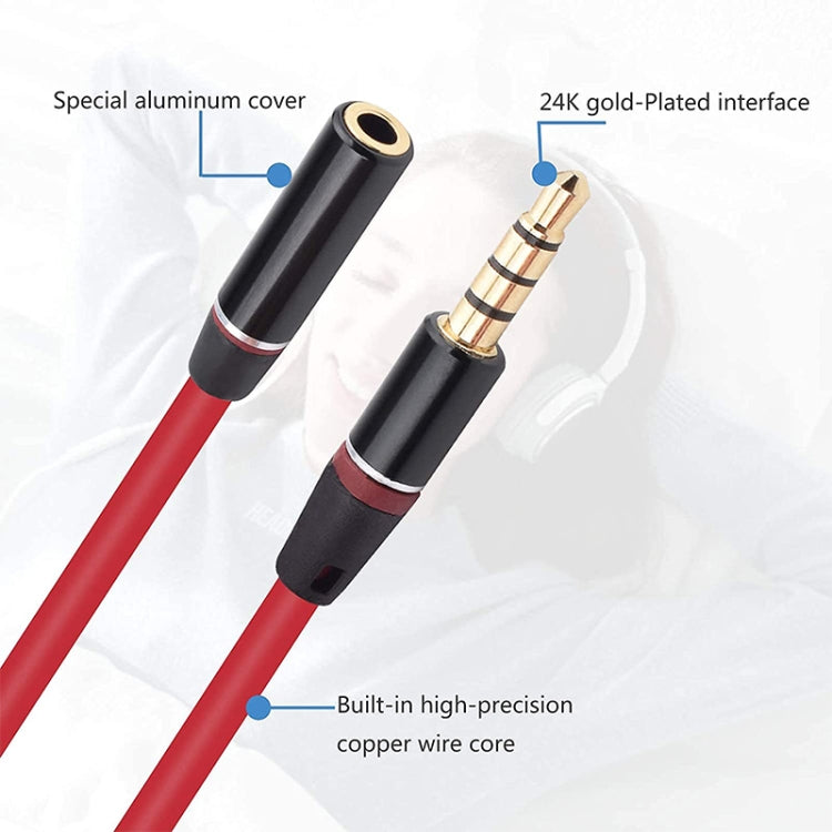 1.2m Aux Audio Cable 3.5mm Male to Female, Compatible with Phones, Tablets, Headphones, MP3 Player, Car/Home Stereo & More(Red) - Cable & Splitter by buy2fix | Online Shopping UK | buy2fix