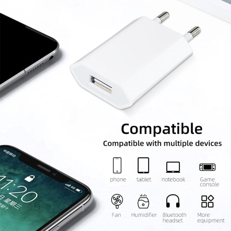 High Quality 5V / 1A EU Plug USB Charger Adapter For  iPhone, Galaxy, Huawei, Xiaomi, LG, HTC and Other Smart Phones, Rechargeable Devices(White) - Apple Accessories by buy2fix | Online Shopping UK | buy2fix