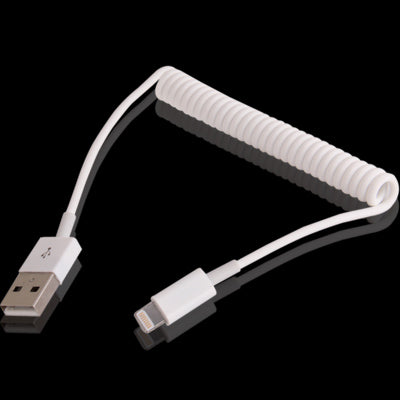 USB Sync Data / Charging Coiled Cable for iPhone, iPad(White) - Normal Style Cable by buy2fix | Online Shopping UK | buy2fix