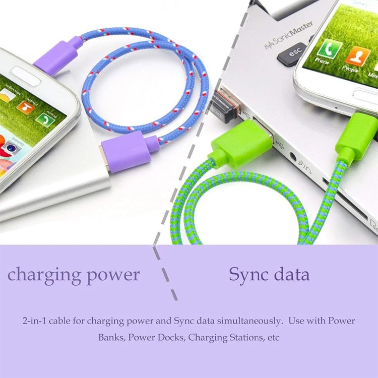 3m Nylon Netting Style USB Data Transfer Charging Cable for iPhone, iPad(Purple) - Normal Style Cable by buy2fix | Online Shopping UK | buy2fix