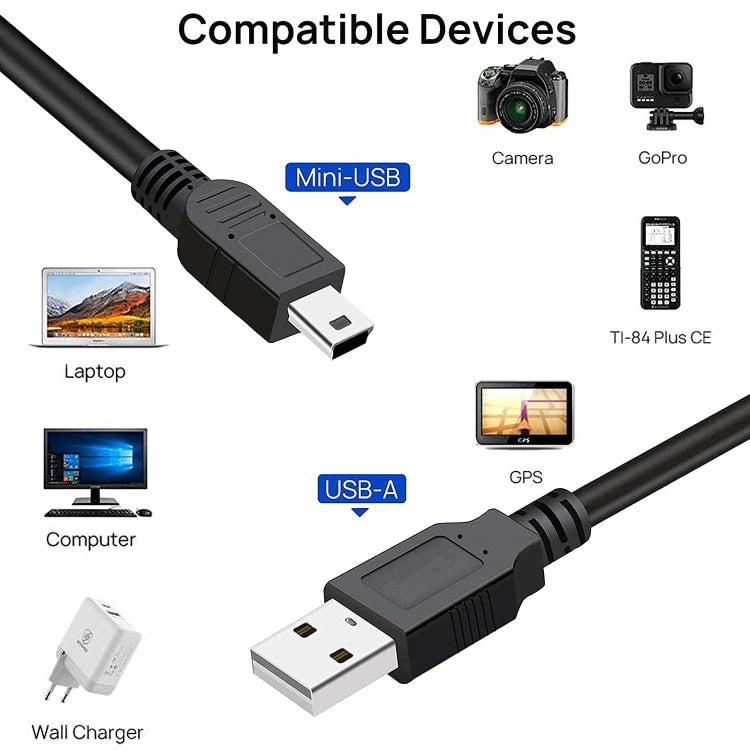 USB 2.0 AM to Mini 5pin USB Cable, Length: 1.5m(Black) - USB Cable by buy2fix | Online Shopping UK | buy2fix