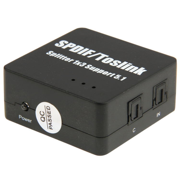 SPDIF / TOSLINK Power Adapter Digital Optical Audio Splitter Amplifier 1x3 Supports 5.1 - Fiber Receiver by buy2fix | Online Shopping UK | buy2fix